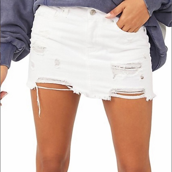 Free People Dresses & Skirts - Free People White Denim Mini Skirt